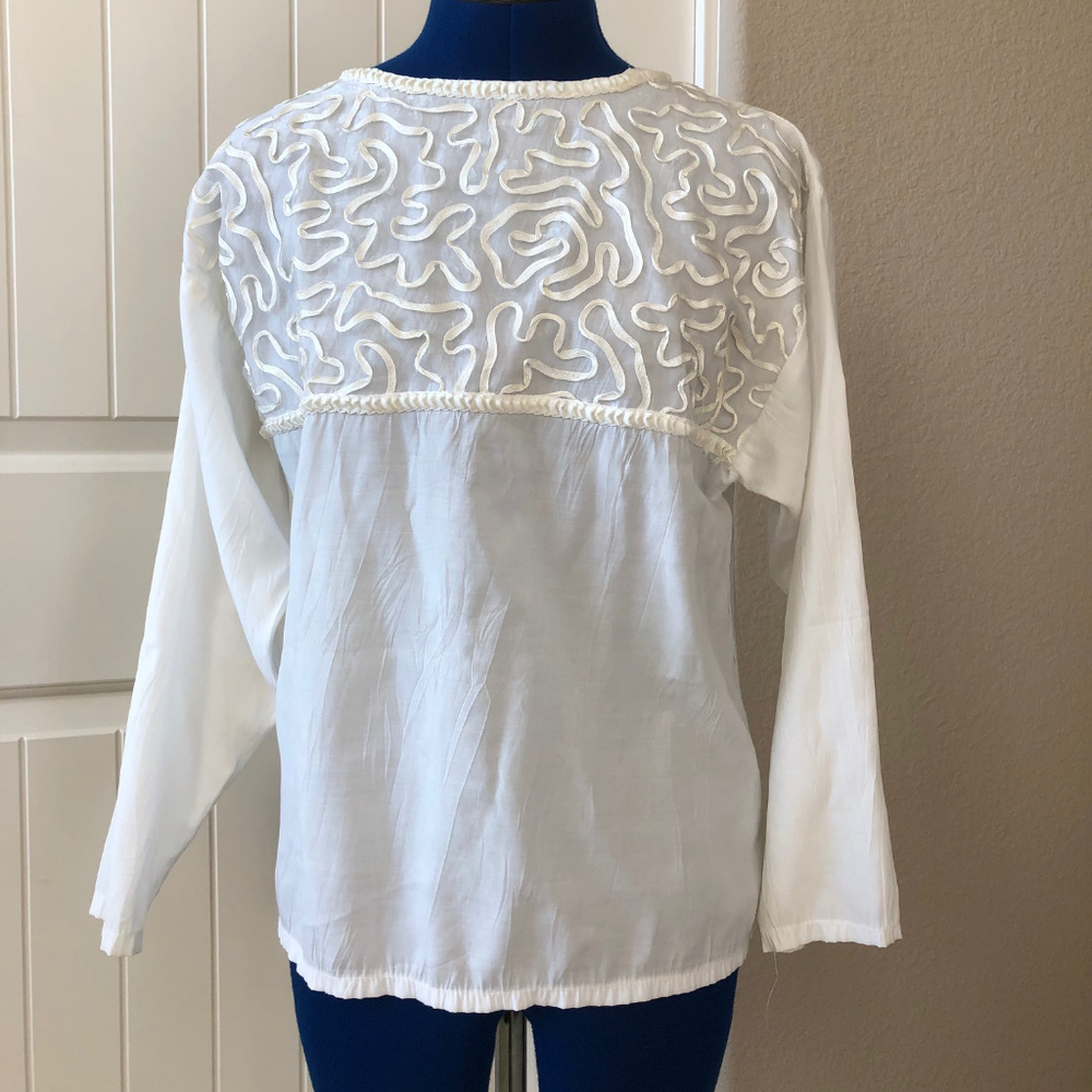 Vintage White Long Sleeve Blouse from 1990's